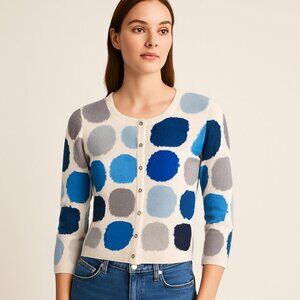 Ann Taylor Angora Lambswool Polka Dot Cropped Cardigan Sweater Womens M – FLAW